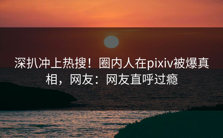 深扒冲上热搜！圈内人在pixiv被爆真相，网友：网友直呼过瘾