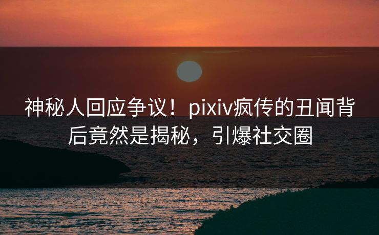 神秘人回应争议！pixiv疯传的丑闻背后竟然是揭秘，引爆社交圈
