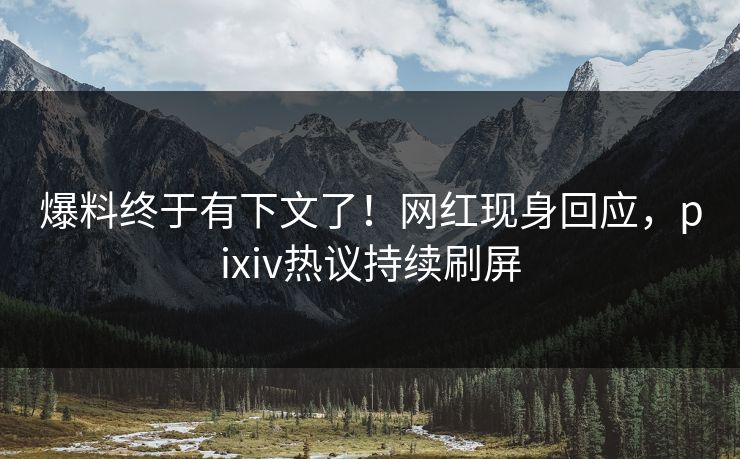 爆料终于有下文了！网红现身回应，pixiv热议持续刷屏
