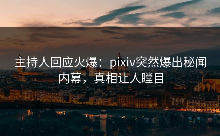 主持人回应火爆：pixiv突然爆出秘闻内幕，真相让人瞠目