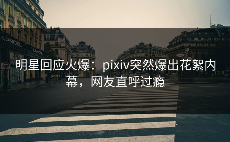 明星回应火爆：pixiv突然爆出花絮内幕，网友直呼过瘾