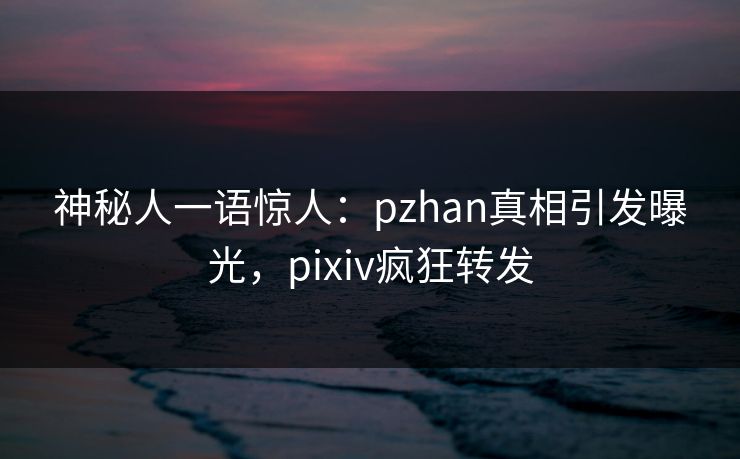 神秘人一语惊人：pzhan真相引发曝光，pixiv疯狂转发