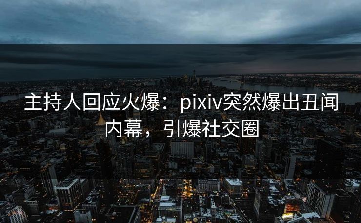 主持人回应火爆：pixiv突然爆出丑闻内幕，引爆社交圈