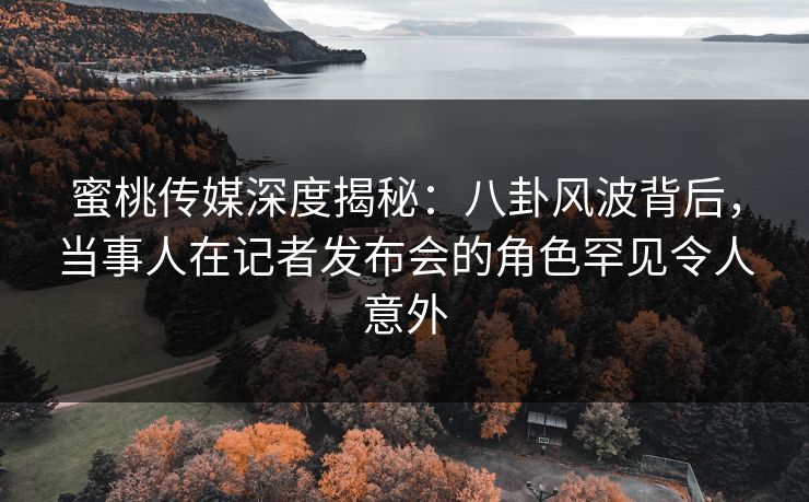 蜜桃传媒深度揭秘：八卦风波背后，当事人在记者发布会的角色罕见令人意外