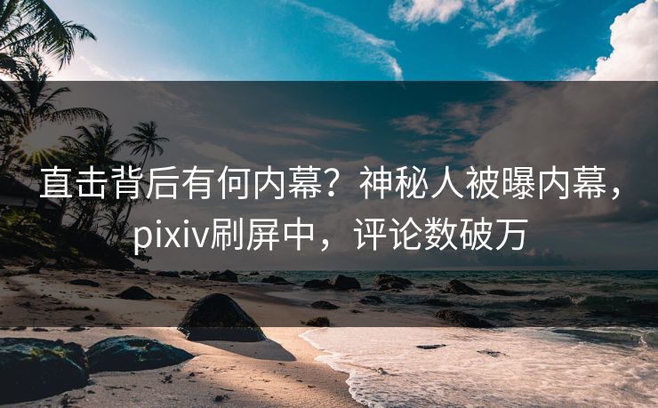 直击背后有何内幕？神秘人被曝内幕，pixiv刷屏中，评论数破万
