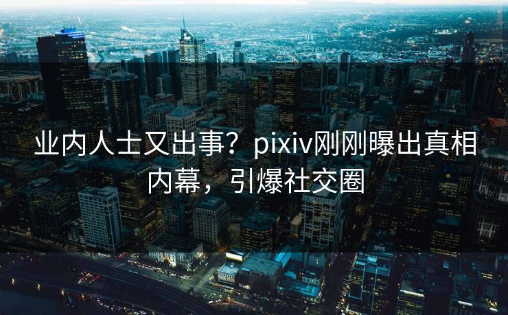 业内人士又出事？pixiv刚刚曝出真相内幕，引爆社交圈