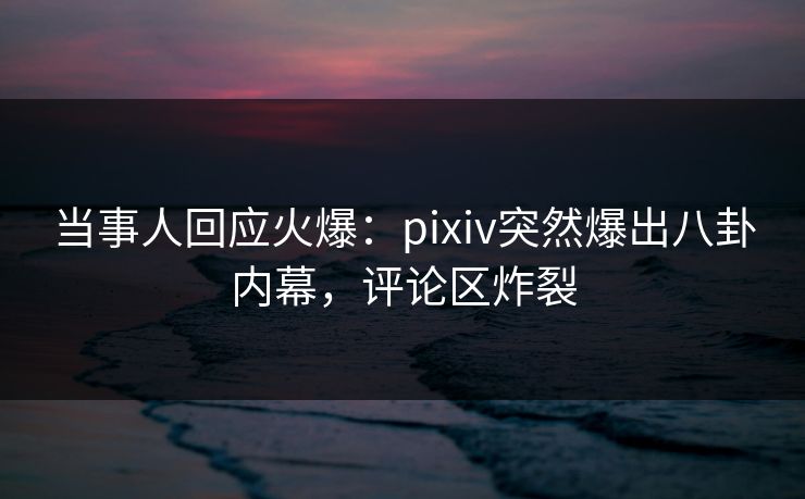 当事人回应火爆：pixiv突然爆出八卦内幕，评论区炸裂